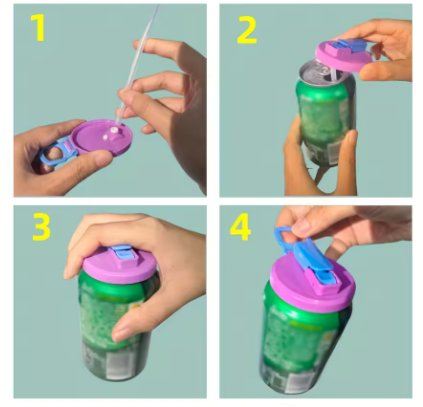 Tampa Reutilizável para Latas com Palhinha